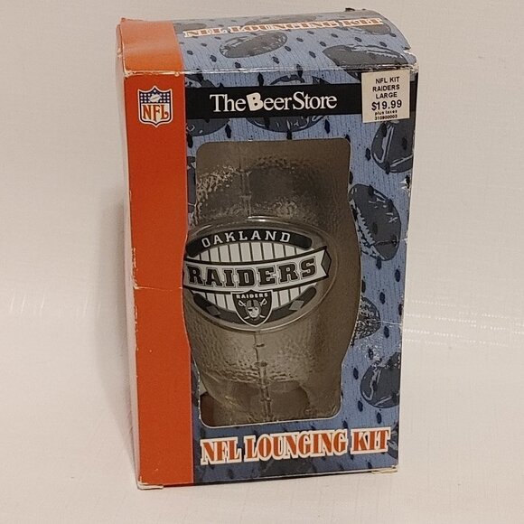 RETRO OAKLAND RAIDERS Football Shaped Glass In Original Package BNIP NFL - Picture 1 of 6